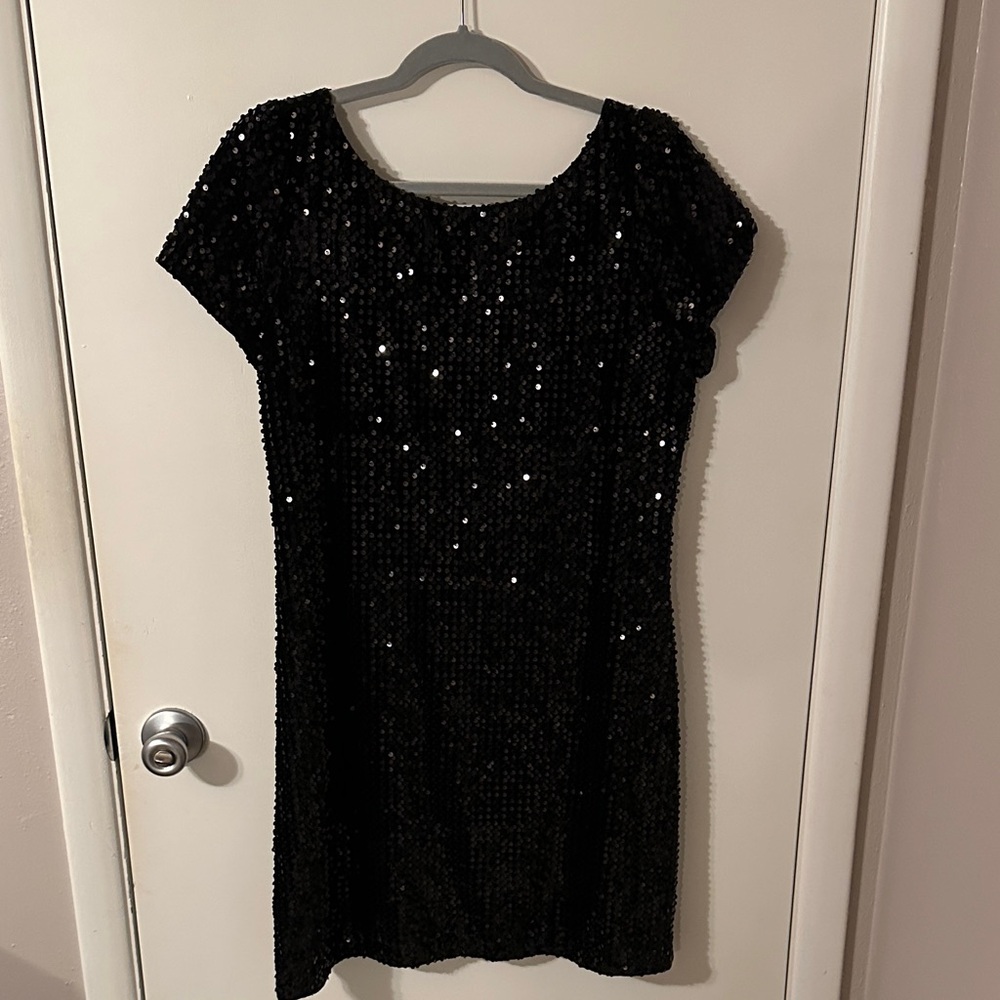 White House Black Market Elegant Black Sequin Dress